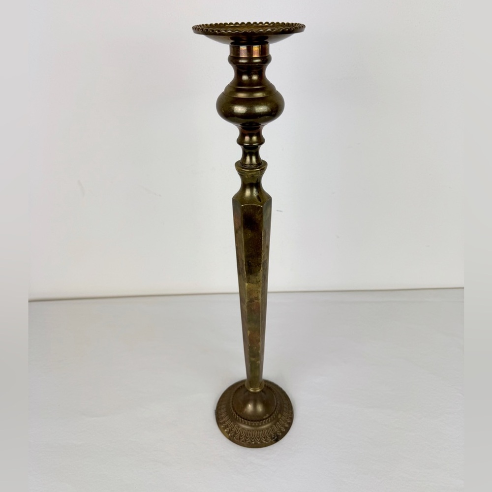 Vintage Brass Tall Candlestick Holder 17"